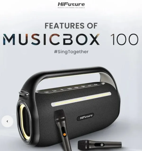 Zvučnici HiFuture MusicBox 100 70W bluetooth + 2 mikrofona, crni Slika 1