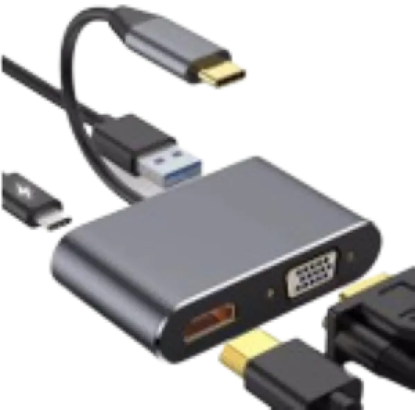 Adapter Stars Solutions USB-C na HDMI/VGA/USB/PD sivi Slika 1