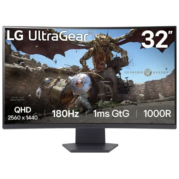 Monitor 31.5" LG 32GS60QX-B VA 2560x1440/180Hz/1ms/2xHDMI/DP/zakrivljeni Slika 1