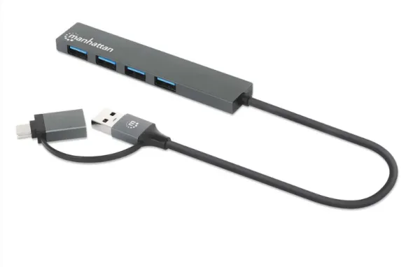 USB-C/USB-A HUB 4port Manhattan 181006 4xUSB-A 3.2/5Gbps/Crni Slika 1