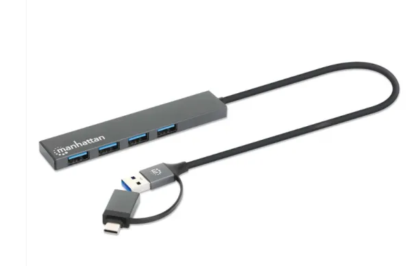 USB-C/USB-A HUB 4port Manhattan 181006 4xUSB-A 3.2/5Gbps/Crni Slika 5