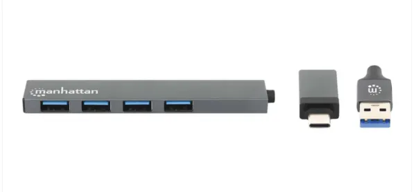 USB-C/USB-A HUB 4port Manhattan 181006 4xUSB-A 3.2/5Gbps/Crni Slika 4