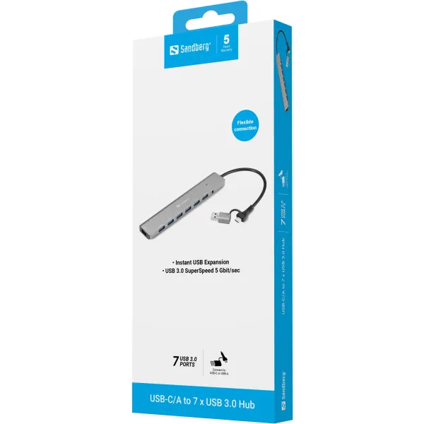 Nedefinisan USB HUB Sandberg 136-66 USB-A/USB-C 7 port USB 3.0 Slika 2