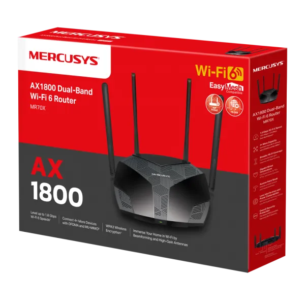 LAN Router Mercusys MR70X AX1800/1Gx WAN/3G LAN/4x5dBi Slika 4