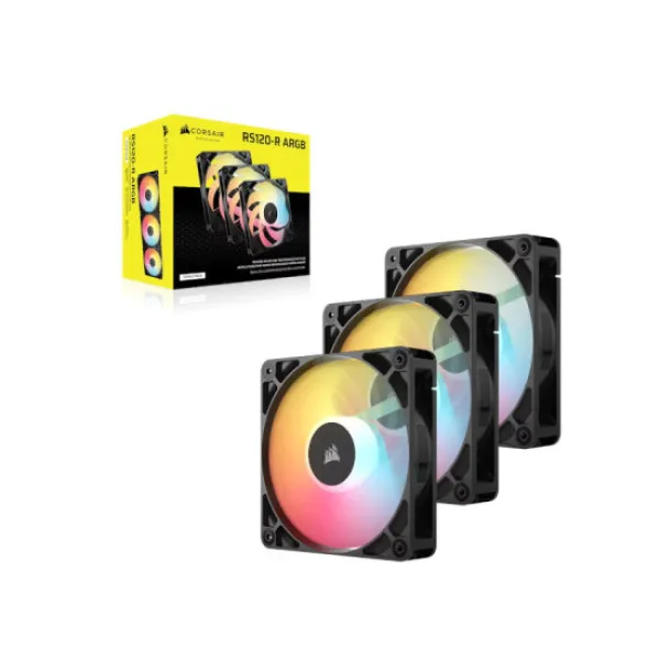 CORSAIR Ventilatori Corsair 3x RS120-R ARGB 120mm PWM-Triple Pack - Crni, CO-9050196-WW Slika 1
