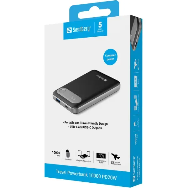 Powerbank Sandberg Travel USB-C 421-16 10000mAh PD20W Slika 2