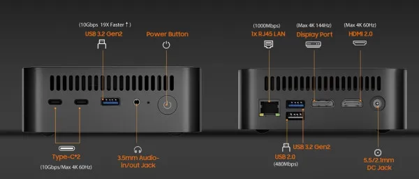 BlackView MP100 AMD R7 7430U/16GB/512GB/1xHDMI+1xDP/RJ45/BT/WiFI/W11P Black Slika 2