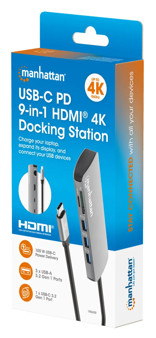 Docking station Manhattan 190459 9in1 USB-C - 1xHDMI/5xUSB/LAN/CR/PD 100W Slika 7