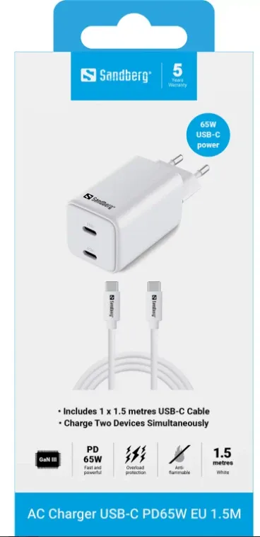 Sandberg 441-75 AC Charger USB-C PD65W EU 1.5M Slika 4