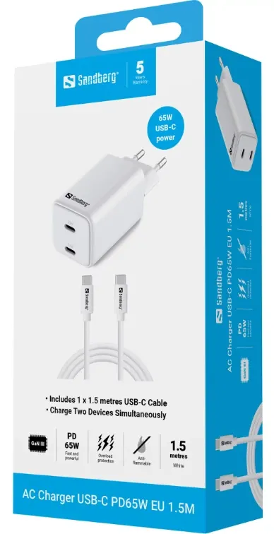 Sandberg 441-75 AC Charger USB-C PD65W EU 1.5M Slika 5