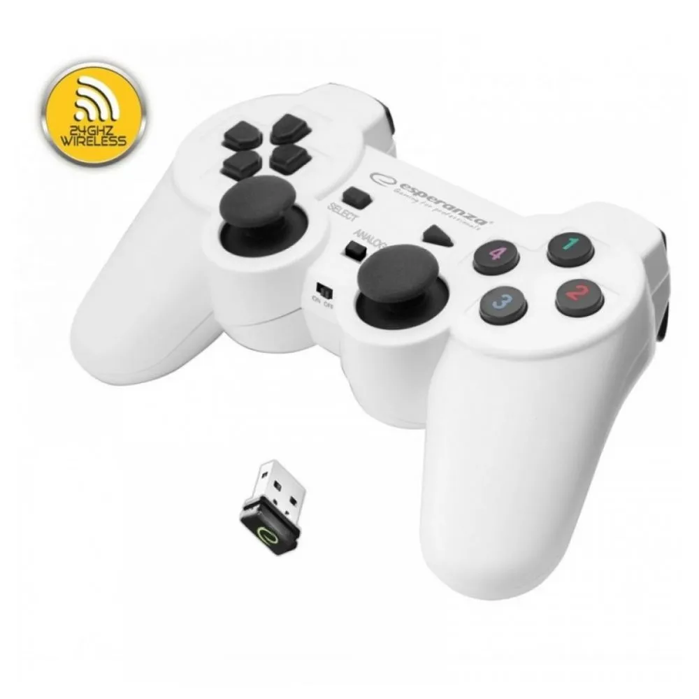 ESPERANZA EGG108W BEŽIČNI GAMEPAD 2.4GHZ PS3/PC USB GLADIATOR BELO/CRNI Slika 1