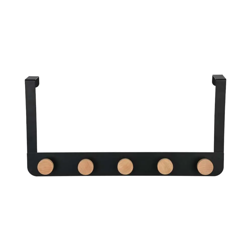 ESTIA ES02-18283 ČIVILUK ZA VRATA SA 5 KUKICA METAL DRVO CRNI Slika 1