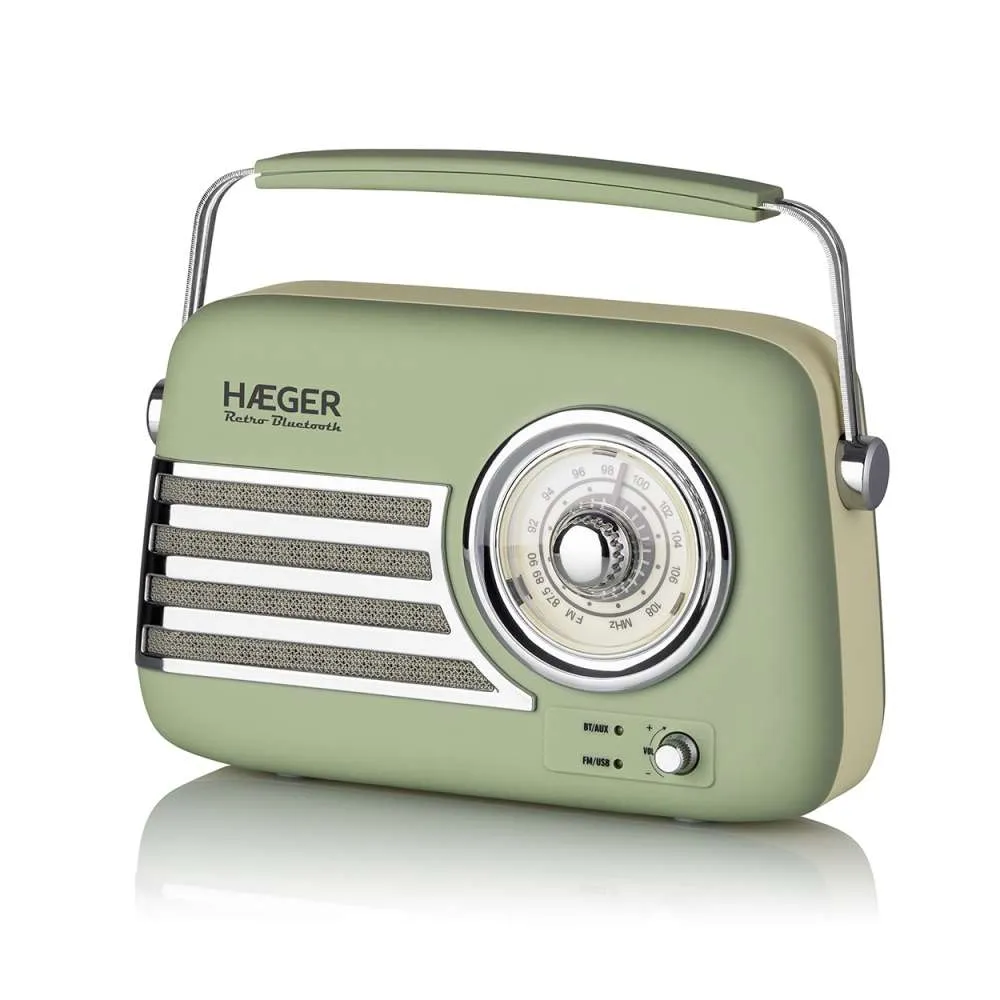 HAEGER RB-GRE.001A RETRO FM RADIO BLUETOOTH, USB, AUX 5W ZELENI Slika 1