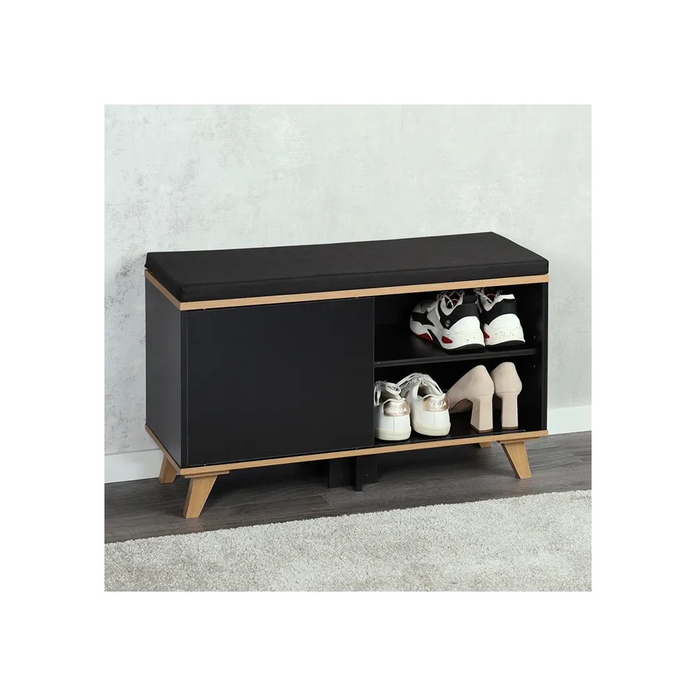 KESPER KSP15943 CIPELARNIK SA JASTUKOM ZA SEDENJE CRNI 77 x 48 x 30 CM Slika 1