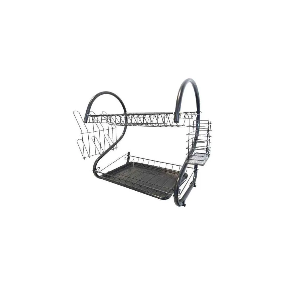 MAESTRO MR1025-38B OCEĐIVAČ ZA SUDOVE 2 NIVOA 38CM HROMIRANI CRNI Slika 1