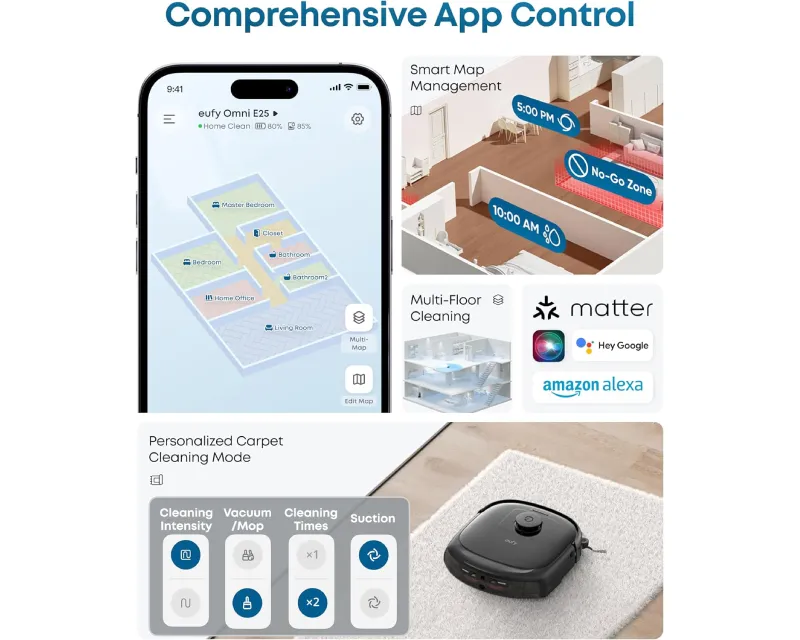 ANKER Eufy Omni E25 HydroJet Robot Usisivač sa bazom crni  Slika 9