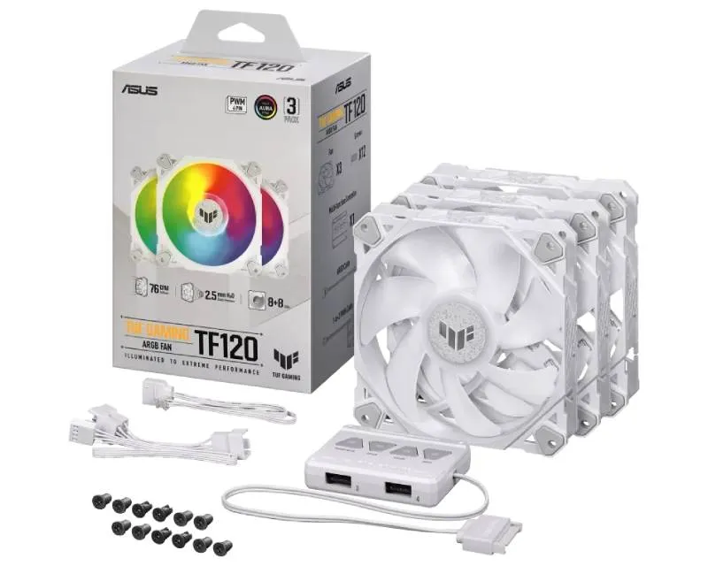 ASUS TUF GAMING TF120 ARGB WHITE EDITION 3IN1 ventilator Slika 6