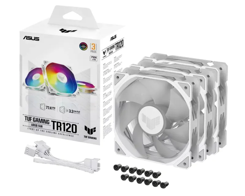 ASUS TUF GAMING TR120 ARGB WHITE EDITION 3IN1 ventilator  Slika 1