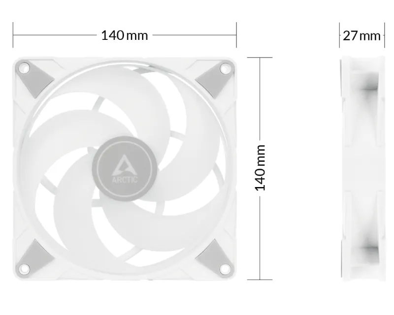 ARCTIC P14 PWM PST A-RGB 140mm ventilator beli (ACFAN00276A) Slika 3