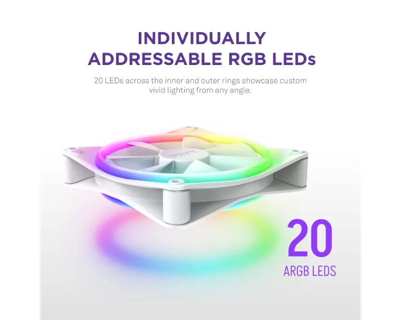 NZXT F140RGB Core 140mm ventilator beli (RF-D14SF-W1) Slika 2