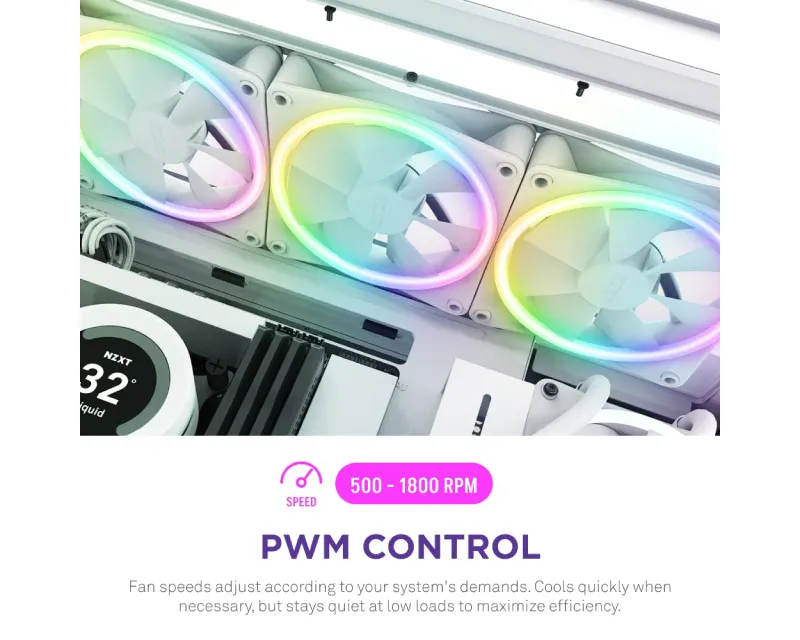 NZXT F140RGB Core 140mm ventilator beli (RF-D14SF-W1) Slika 5