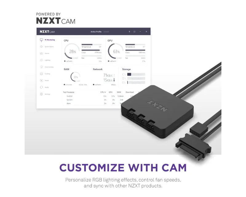 NZXT F140RGB Core 140mm ventilator beli (RF-D14SF-W1) Slika 7