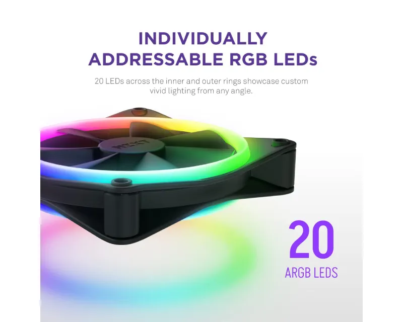 NZXT F140RGB Core 140mm ventilator crni (RF-D14SF-B1) Slika 2