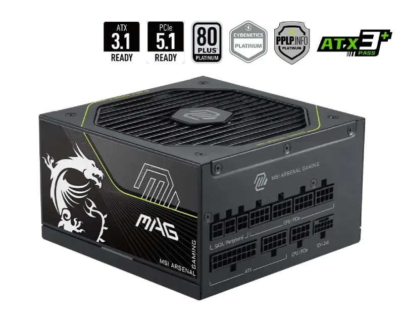 MSI MAG A1000PLS PCIE5 1000W napajanje 10Y Slika 1