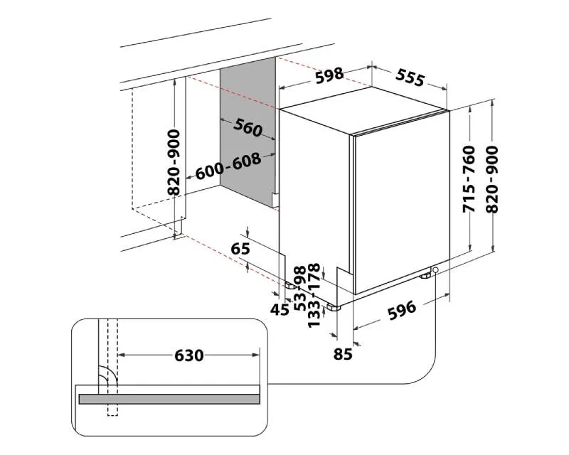 WHIRLPOOL W7I HP40 L ugradna mašina za pranje  sudova -60cm  Slika 9