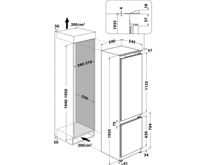 WHIRLPOOL ART 9811 SF2 ugradni kombinovani frižider Slika 4