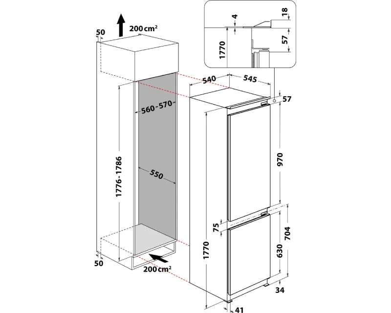 WHIRLPOOL ART 66102 ugradni kombinovani frižider Slika 3
