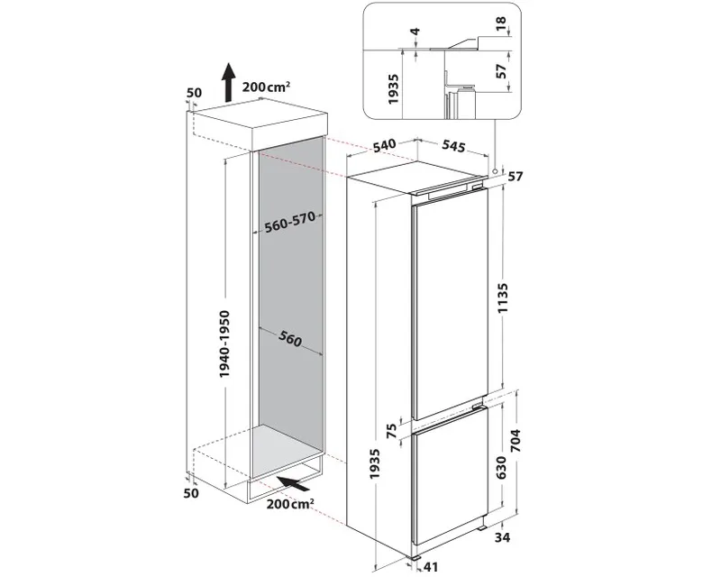 WHIRLPOOL WNBB20SC22R ugradni frižider Slika 8