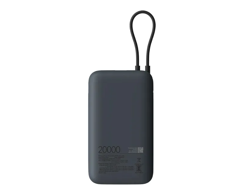XIAOMI Power Bank 20000mAh (Integrated Cable) GL Dark Gray BHR9740GL Slika 3