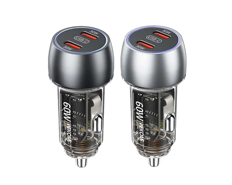 WEKOME WP-C54 Punjač za Auto sa 2-porta 3.1 tip C 60W, sivi  Slika 1