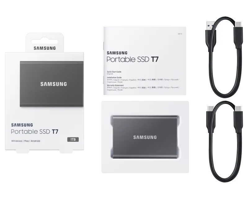 SAMSUNG Portable T7 1TB sivi eksterni SSD MU-PC1T0T Slika 9