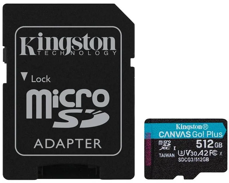 KINGSTON Memorijska kartica U3 V30 microSDXC 512GB Canvas Go Plus 170R A2 + adapter SDCG3/512GB Slika 1