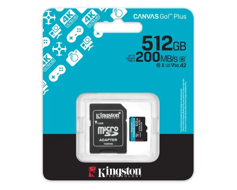 KINGSTON Memorijska kartica U3 V30 microSDXC 512GB Canvas Go Plus 200MB/s A2 + adapter SDCG4/512GB Slika 3