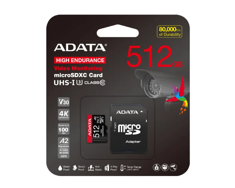 A-DATA Memorijska kartica UHS-I U3 MicroSDXC 512GB V30S class 10 + adapter AUSDX512GUI3V30SHA2-RA1  Slika 5