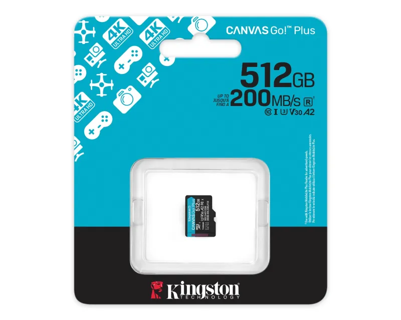 KINGSTON Memorijska kartica U3 V30 microSDXC 512GB Canvas Go Plus 200MB/s A2 SDCG4/512GBSP Slika 3