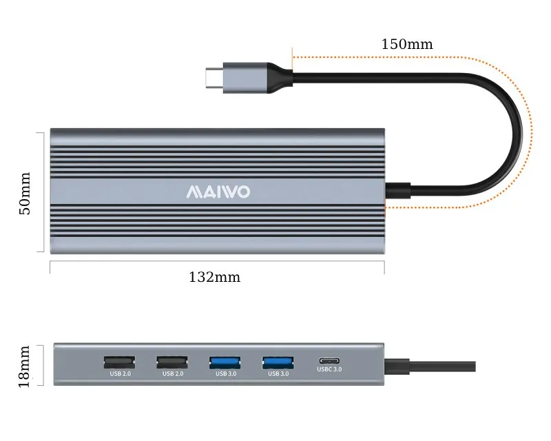 MAIWO USB Tip-C 12 u 1 Docking USB3.0+SD/TF+RJ45+HDMI*2+VGA+Audio+US B-C PD+USB-C data, KH12RHV Slika 3