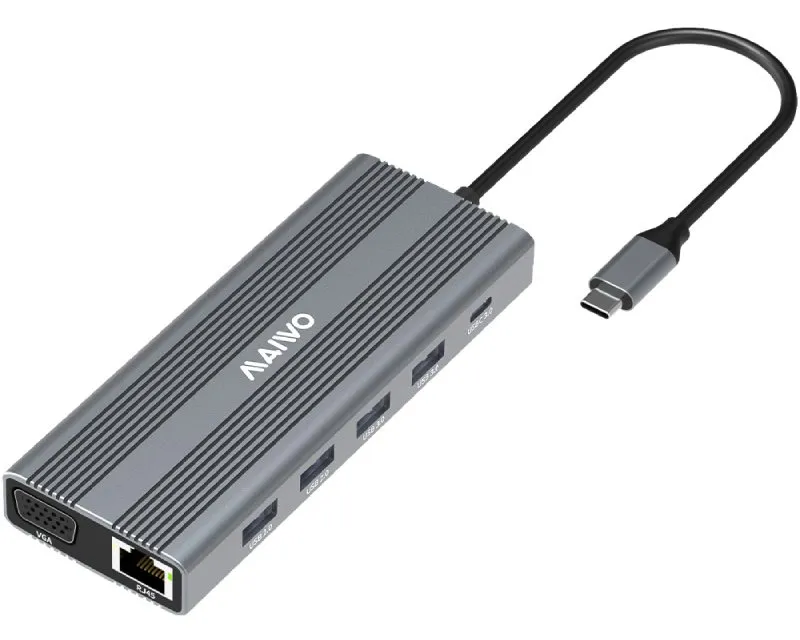MAIWO USB Tip-C 12 u 1 Docking USB3.0+SD/TF+RJ45+HDMI*2+VGA+Audio+US B-C PD+USB-C data, KH12RHV Slika 1