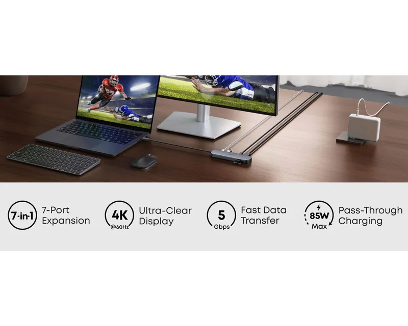 ANKER Nano USB-C Hub 7u1, sivi  Slika 7