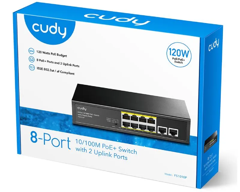 CUDY FS1010P 8-Port 10/100M PoE+ Switch with 2 Uplink Ports Slika 4