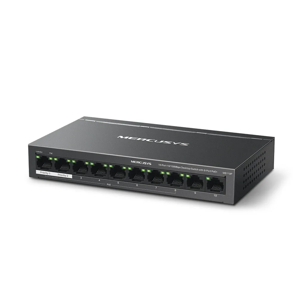 MERCUSYS MS110P(UN) 0-Port 10/100Mbps Desktop Switch with 8-Port PoE+  Slika 2