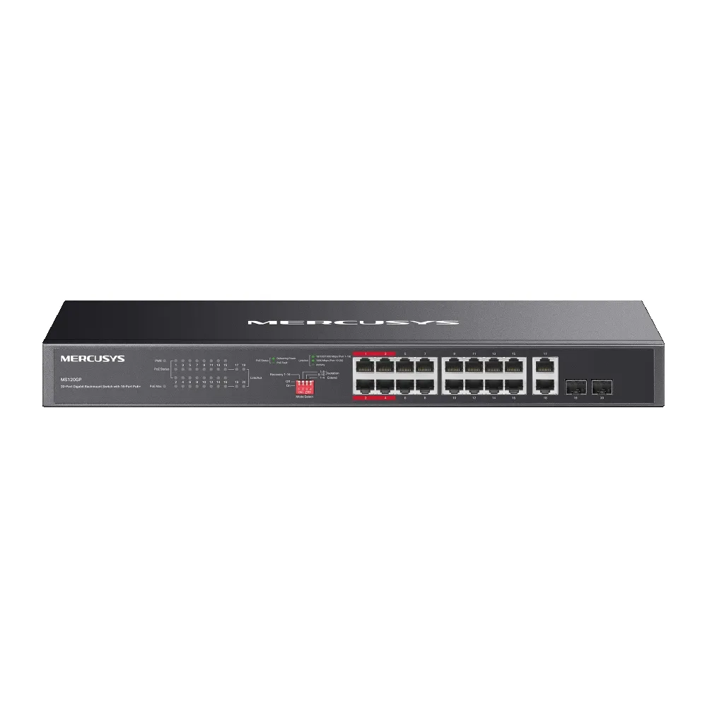 MERCUSYS MS120GP(UN) 20-Port Gigabit Rackmount Switch with 16-Port PoE+ Slika 1