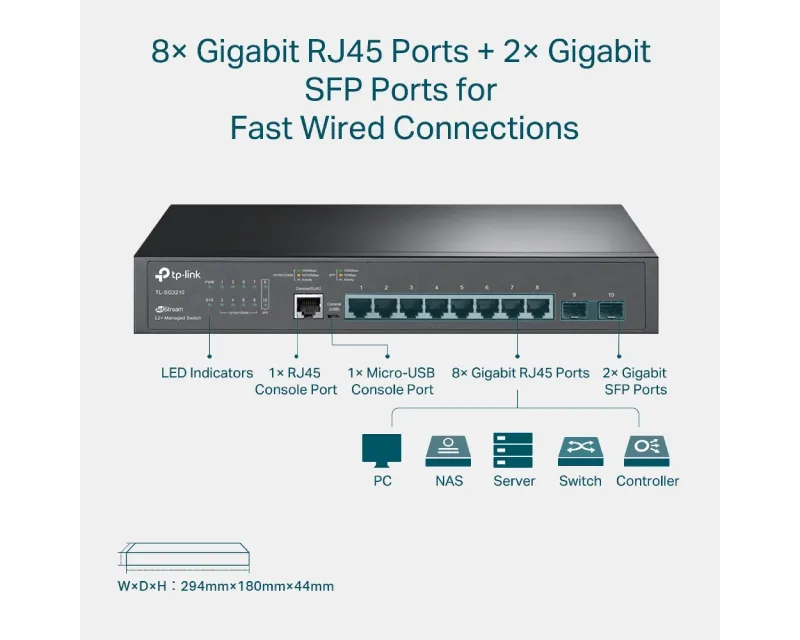 TP-LINK SG3210(UN) Omada 8-Port Gigabit L2+ Upravljivi Switch sa 2 SFP Slots  Slika 3