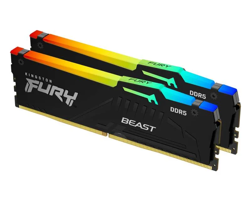 KINGSTON DIMM DDR5 64GB (2x32GB kit) 5200MT/s KF552C36BBEAK2-64 Fury Beast RGB EXPO Slika 1