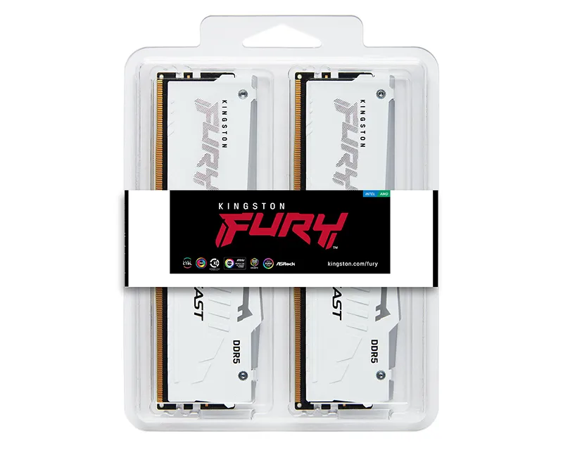 KINGSTON DIMM DDR5 64GB (2x32GB kit) 5600MT/s KF556C36BWEAK2-64 Fury Beast RGB White Expo Slika 3