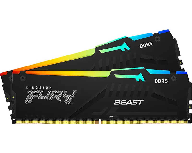 KINGSTON DIMM DDR5 64GB (2x32GB kit) 6400MT/s KF564C32BBAK2-64 FURY Beast Black XMP Slika 1