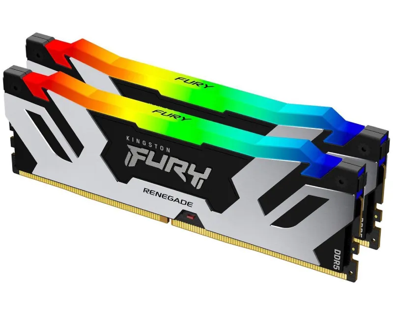 KINGSTON DIMM DDR5 48GB (2x24GB kit) 7200MT/s KF572C38RSAK2-48 FURY Renegade Silver RGB XMP Slika 1